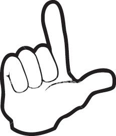 Luh-heww-zerrr A hand making the universal 'loser' symbol