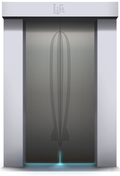 Lift.do -- OMG, what's going on in there? Lift's launch page image -- an elevator (lift) with a rocket thing on it