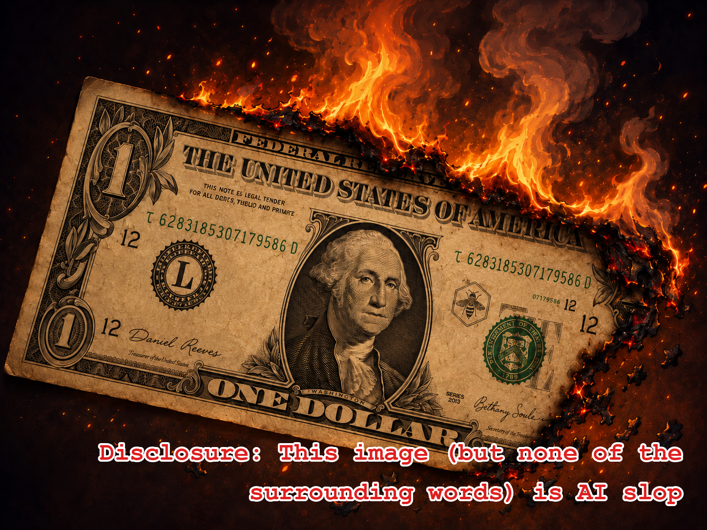 image of a burning dollar bill