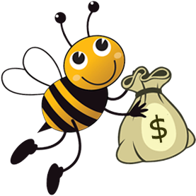 Dramatization A bee carrying a moneybag