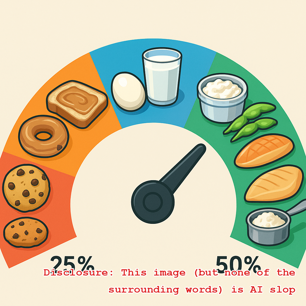 Protein dial with various foods pictured